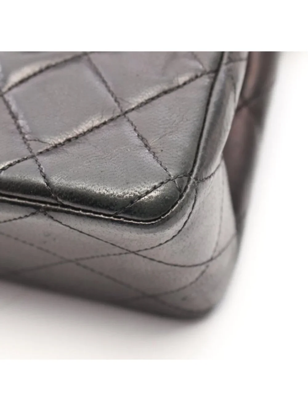 Chanel Shoulder Bag Quilted Double Flap Black Lambskin Chain